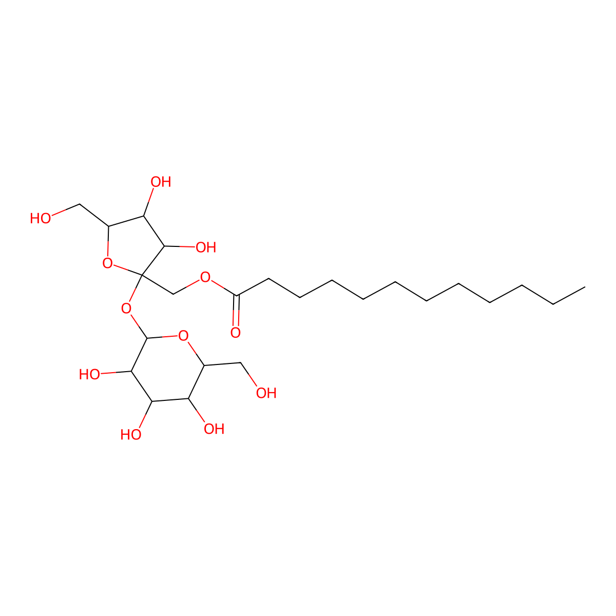 Sucrose, 1-laurate molecular structure, CAS 136152-90-4