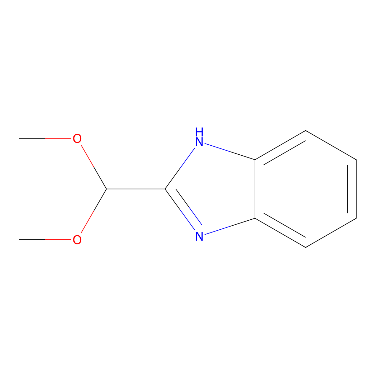 2-(dimethoxymethyl)-1H-benzo[d]imidazole molecular structure, CAS 13616-10-9