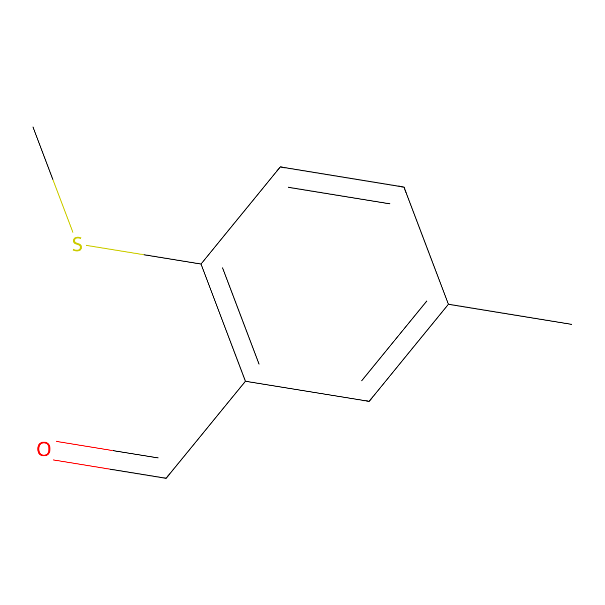 Benzaldehyde, 5-methyl-2-(methylthio)- molecular structure, CAS 13616-73-4
