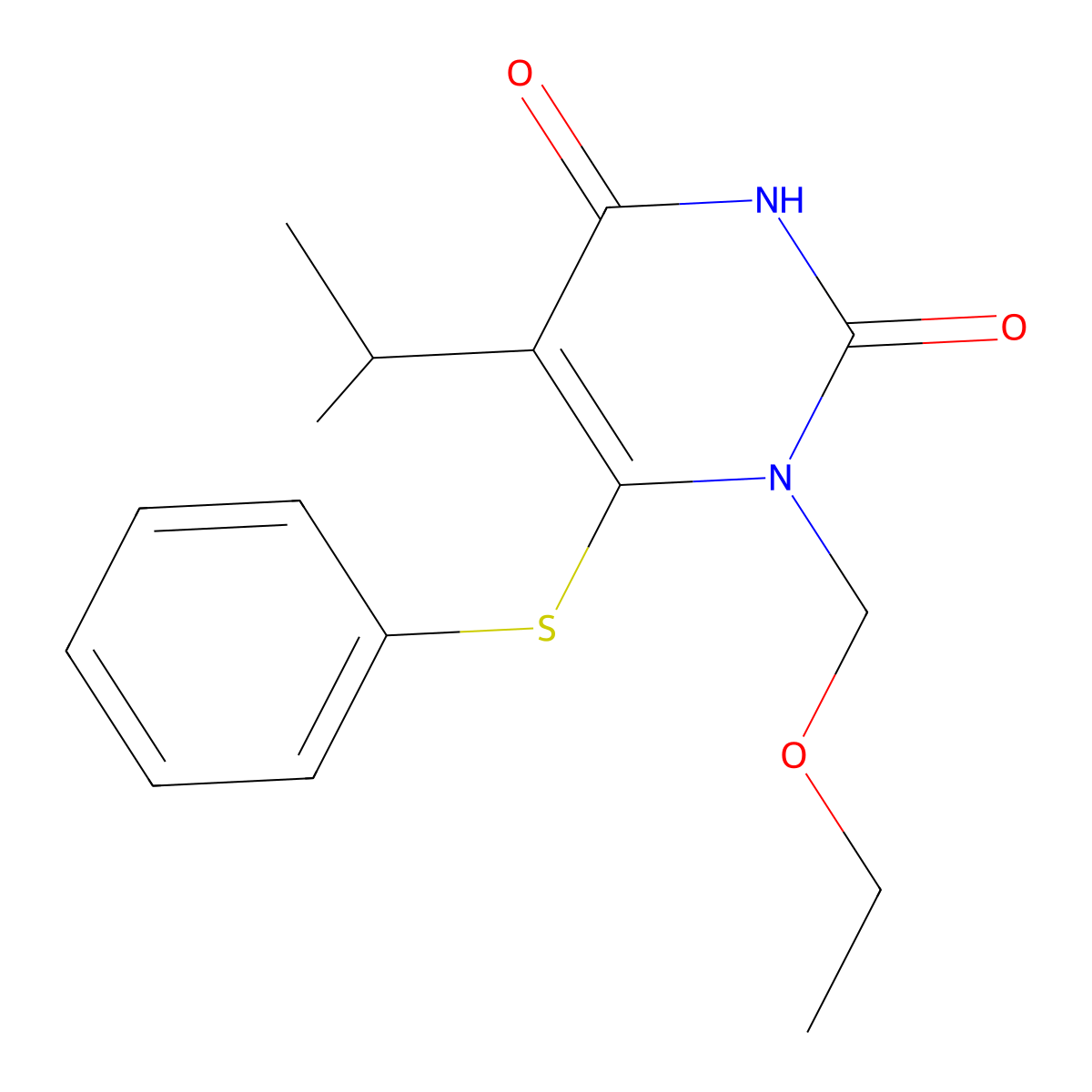 5-Isopropyl-1-ethoxymethyl-6-(phenylthio)uracil molecular structure, CAS 136160-32-2