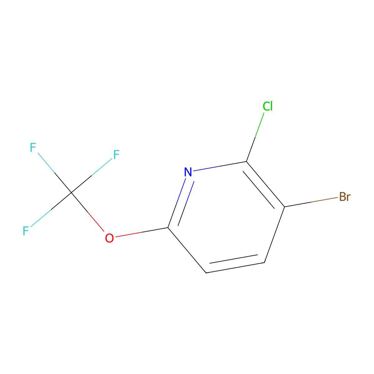 3-Bromo-2-chloro-6-(trifluoromethoxy)pyridine molecular structure, CAS 1361681-57-3