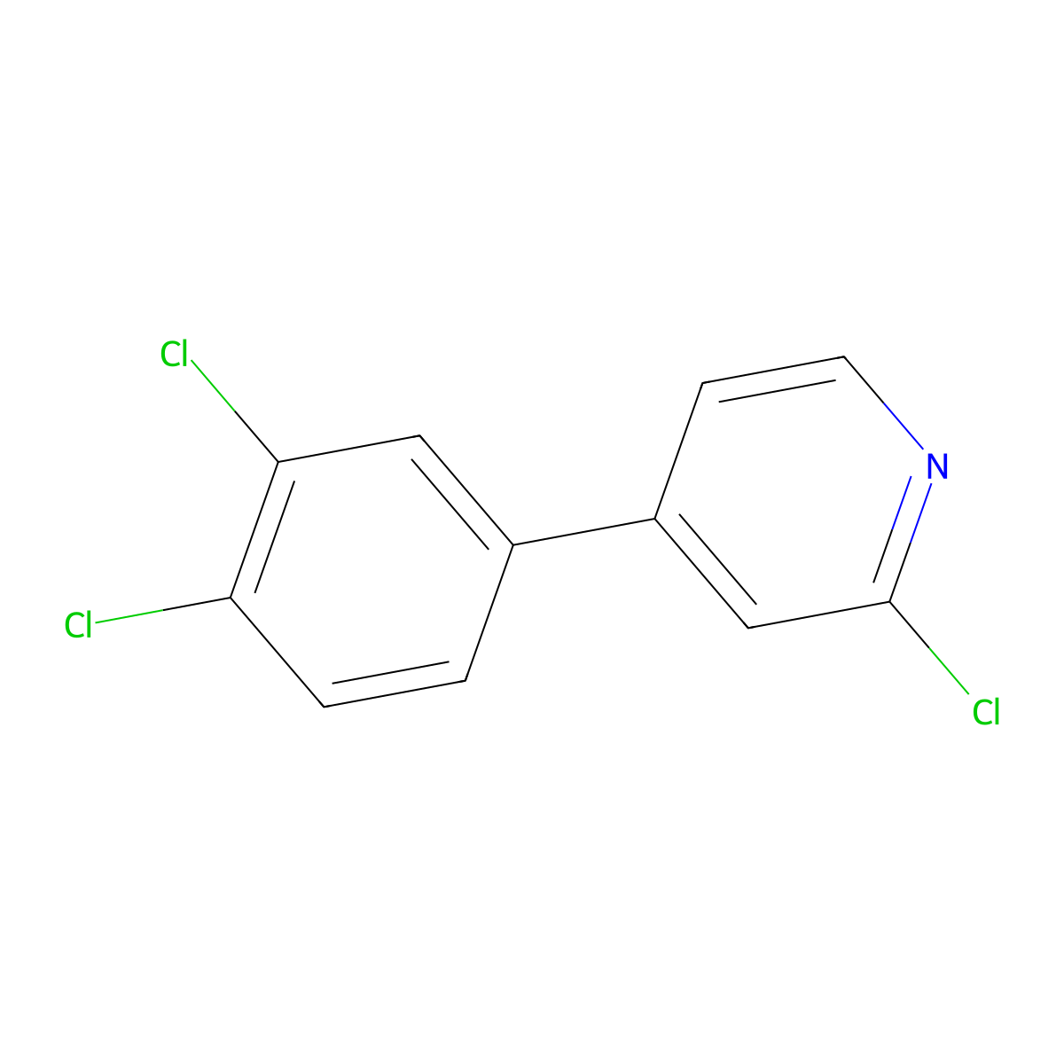 2-Chloro-4-(3,4-dichlorophenyl)pyridine molecular structure, CAS 1361692-28-5
