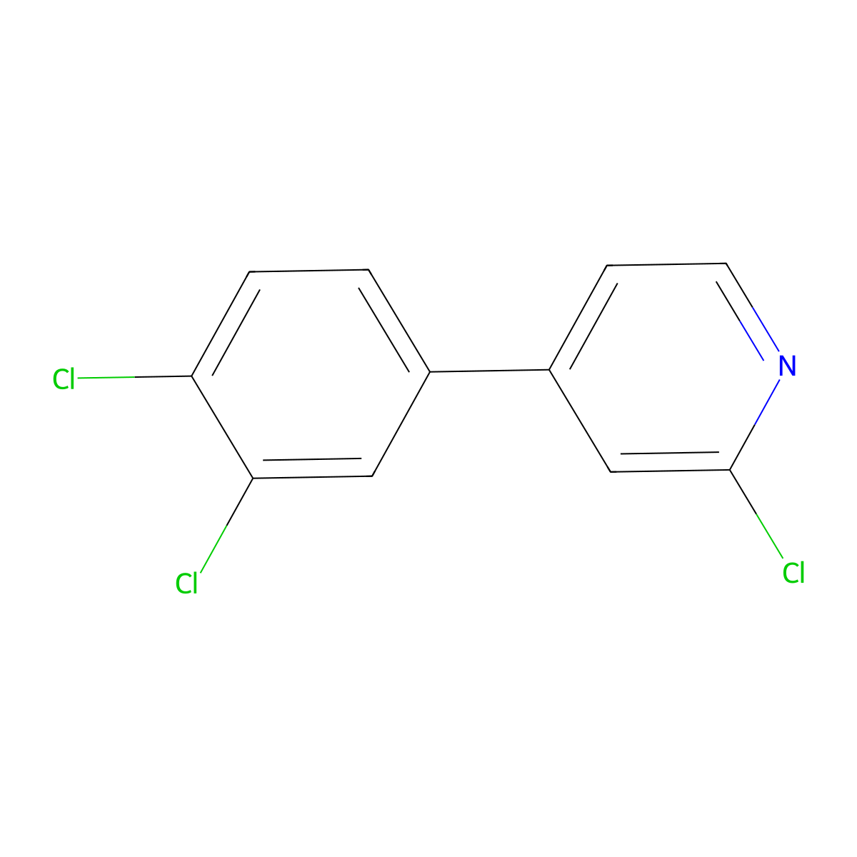 2-Chloro-4-(3,4-dichlorophenyl)pyridine molecular structure, CAS 1361692-28-5