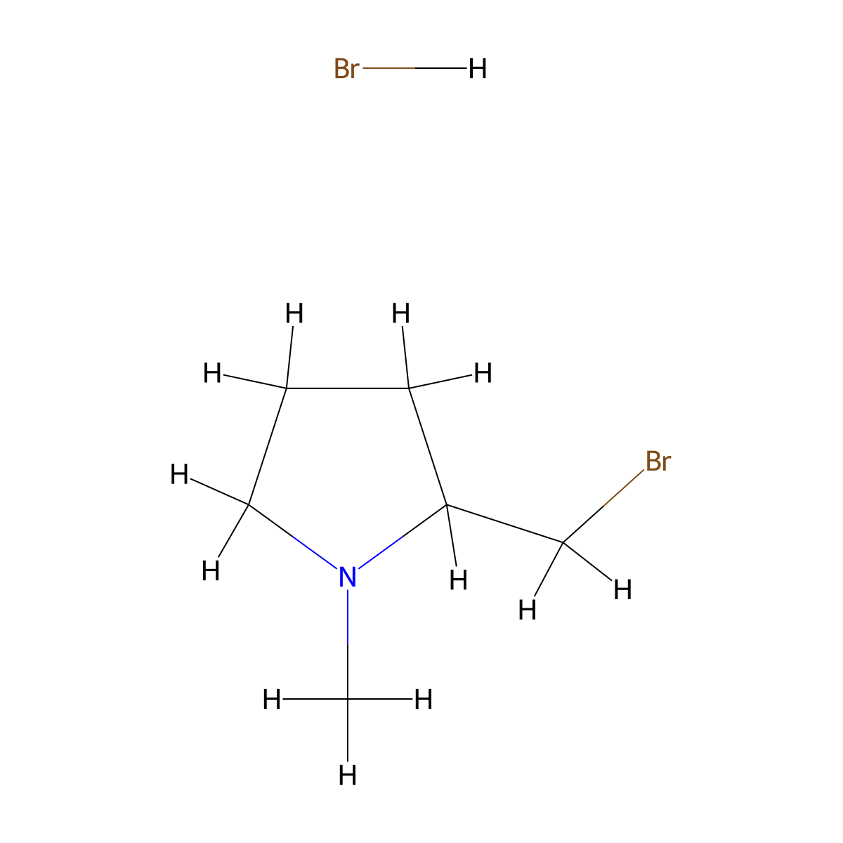 2-(Bromomethyl)-1-methylpyrrolidine hydrobromide molecular structure, CAS 13617-00-0