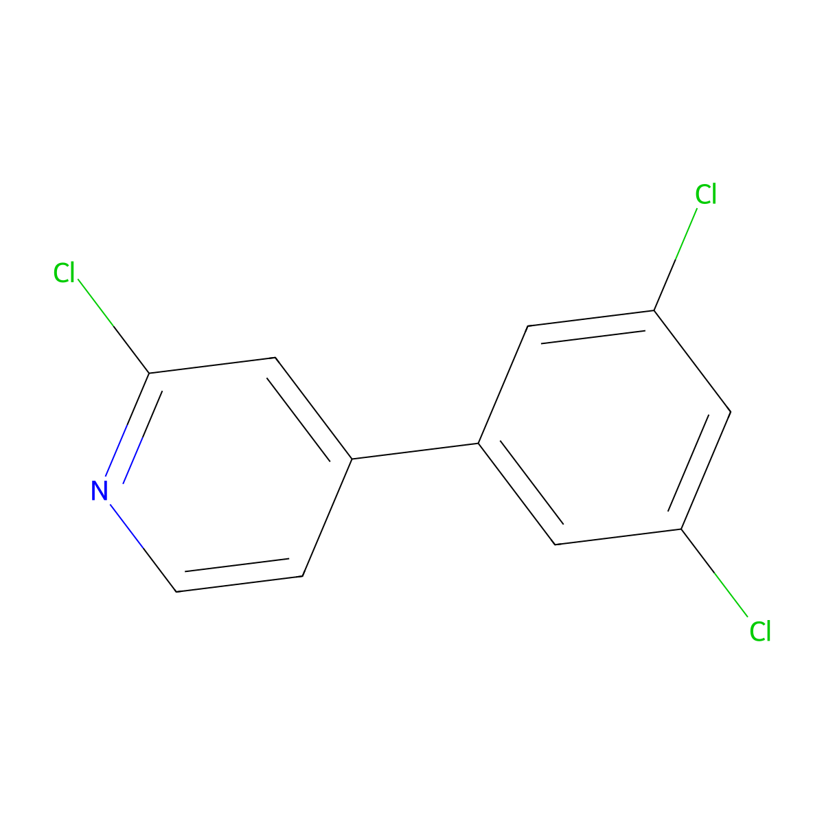 2-Chloro-4-(3,5-dichlorophenyl)pyridine molecular structure, CAS 1361707-84-7