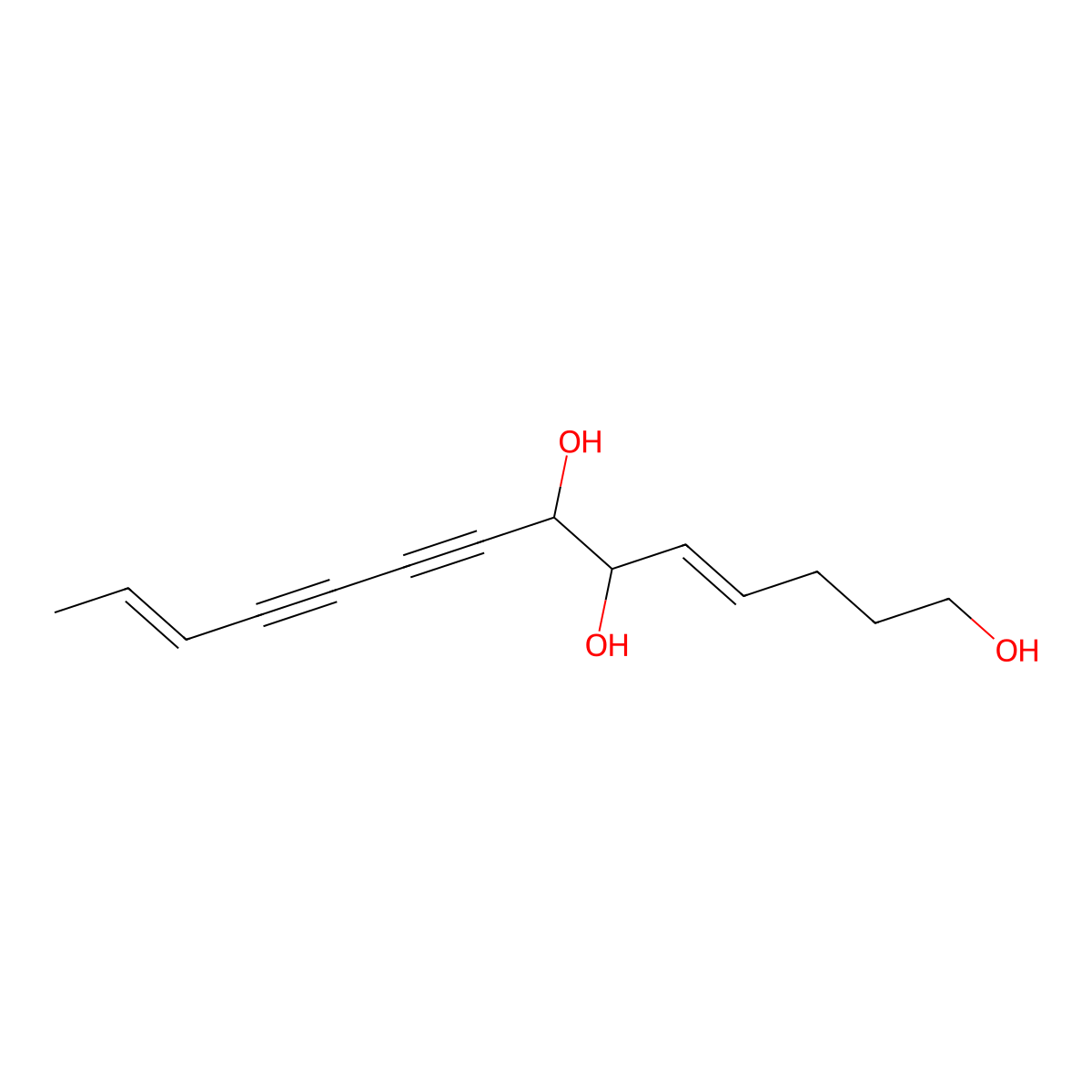 4,12-Tetradecadiene-8,10-diyne-1,6,7-triol molecular structure, CAS 136171-87-4