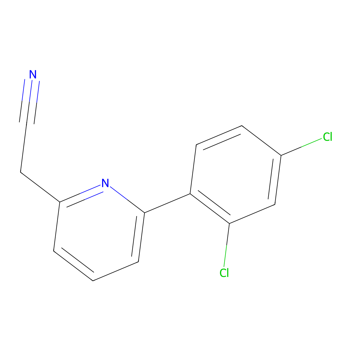 2-(6-(2,4-Dichlorophenyl)pyridin-2-yl)acetonitrile molecular structure, CAS 1361712-31-3