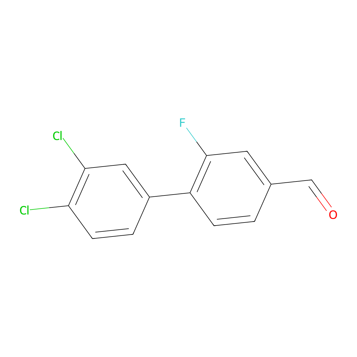 3',4'-Dichloro-2-fluoro-[1,1'-biphenyl]-4-carbaldehyde molecular structure, CAS 1361720-12-8