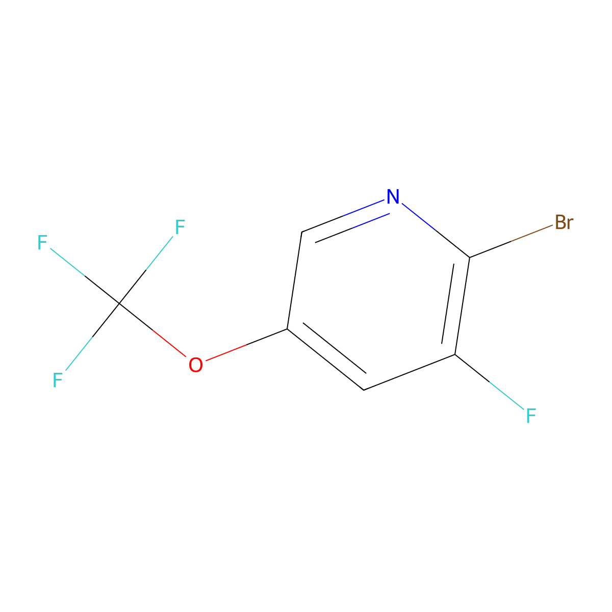 2-Bromo-3-fluoro-5-(trifluoromethoxy)pyridine molecular structure, CAS 1361774-82-4
