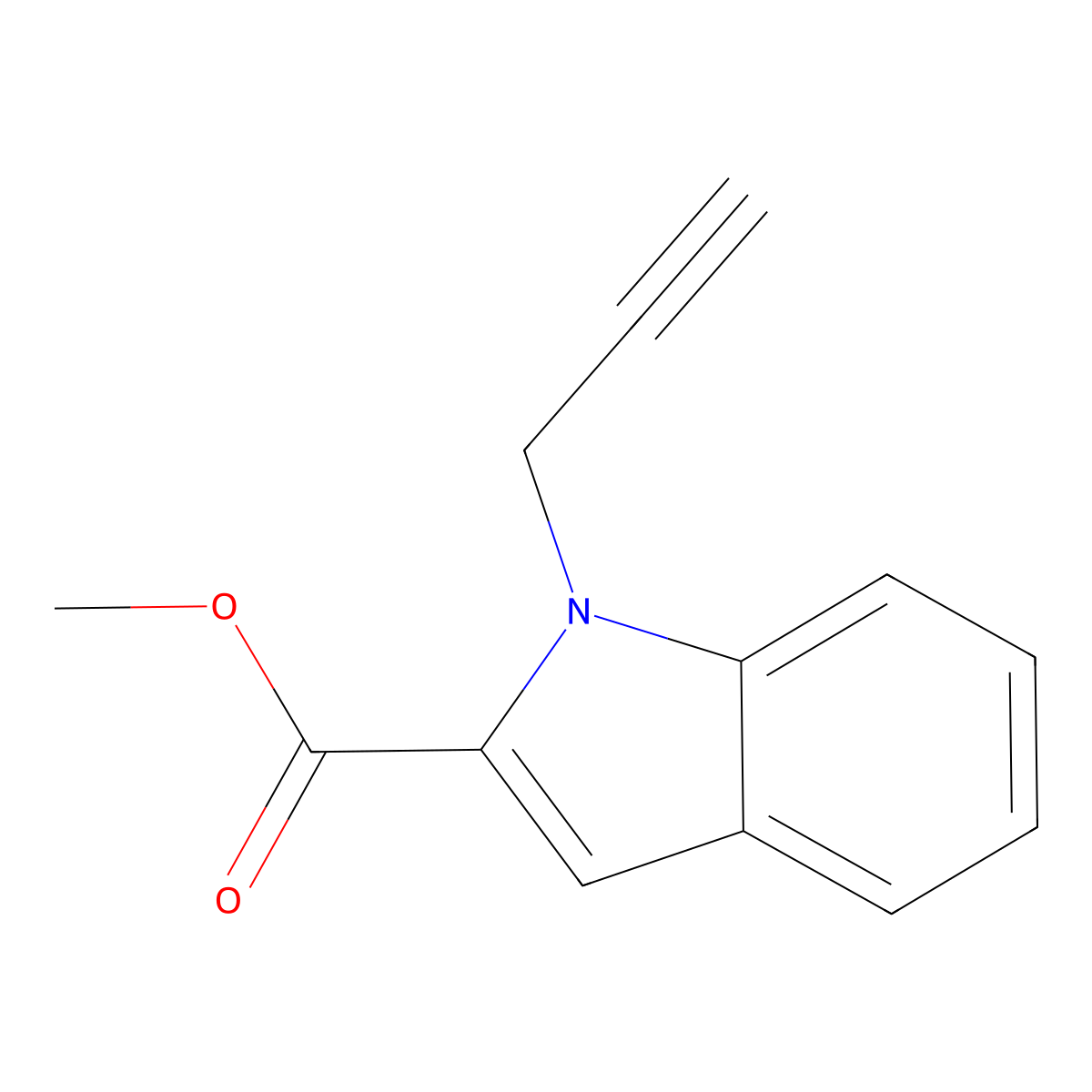 methyl 1-(prop-2-yn-1-yl)-1H-indole-2-carboxylate molecular structure, CAS 136178-49-9