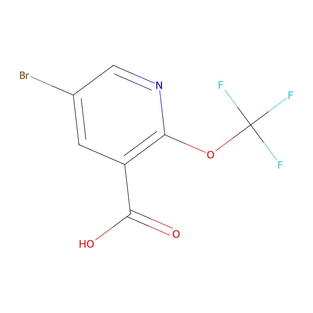 5-Bromo-2-(trifluoromethoxy)nicotinic acid molecular structure, CAS 1361803-33-9