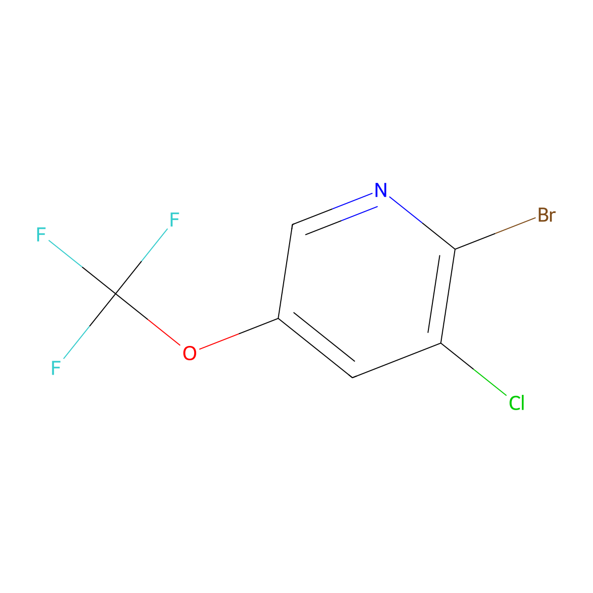 2-Bromo-3-chloro-5-(trifluoromethoxy)pyridine molecular structure, CAS 1361852-16-5