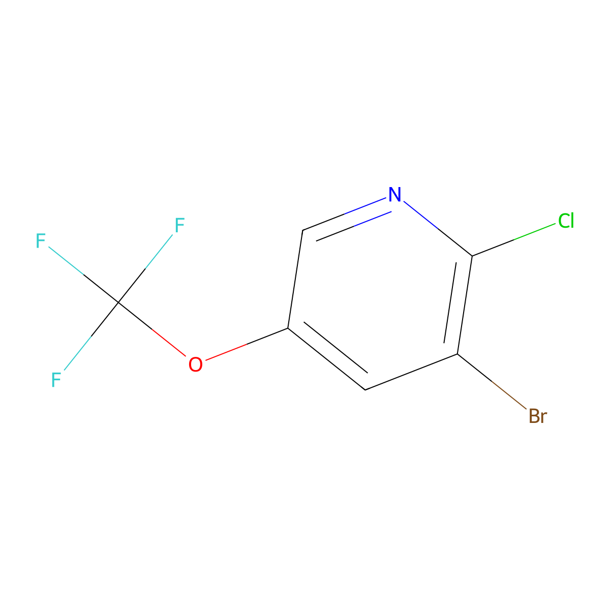 3-Bromo-2-chloro-5-(trifluoromethoxy)pyridine molecular structure, CAS 1361852-33-6