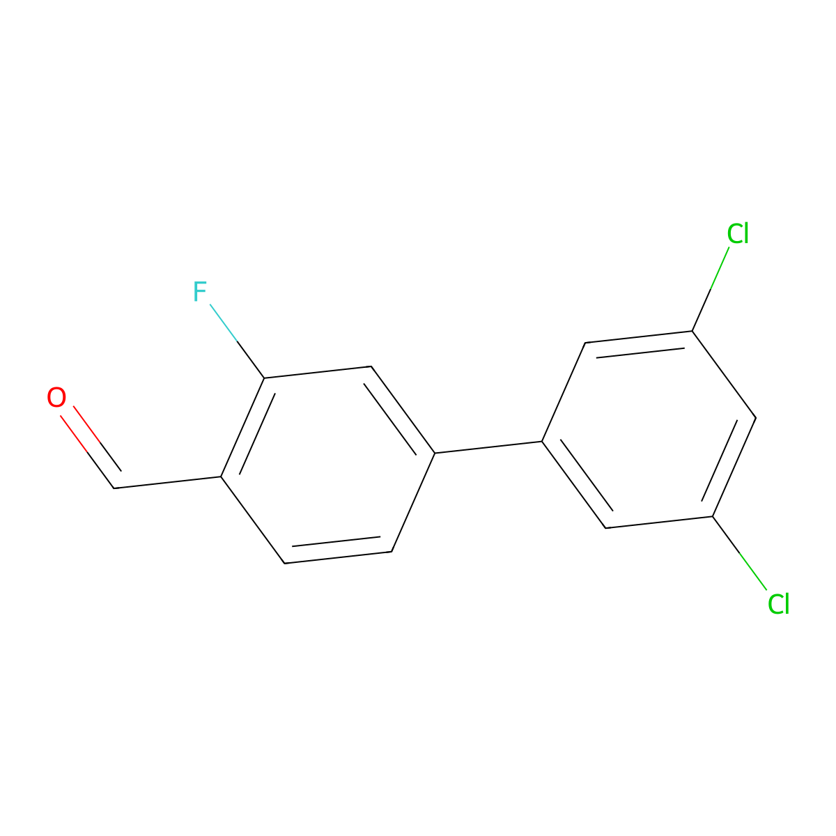 4-(3,5-Dichlorophenyl)-2-fluorobenzaldehyde molecular structure, CAS 1361871-90-0