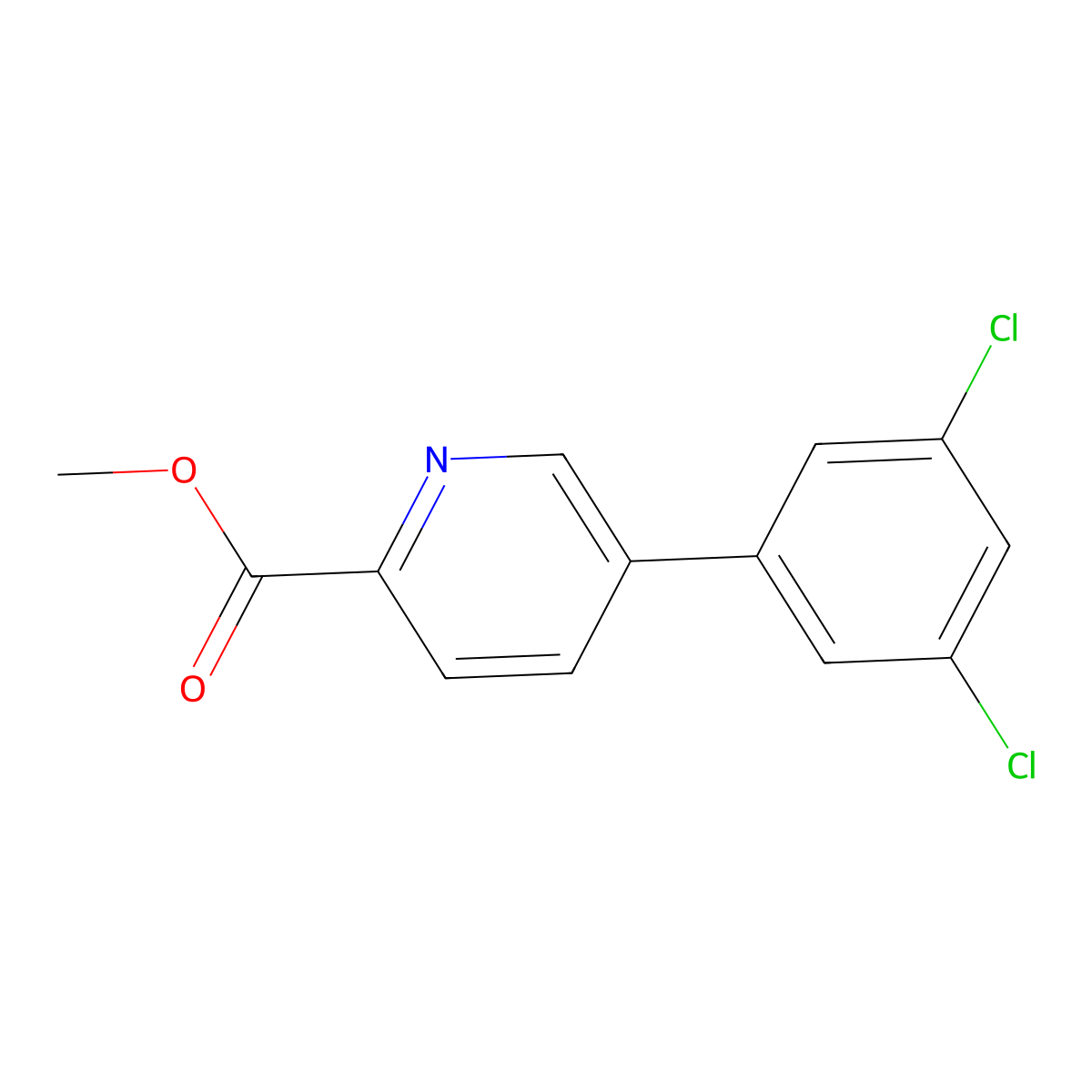 Methyl 5-(3,5-dichlorophenyl)pyridine-2-carboxylate molecular structure, CAS 1361889-13-5