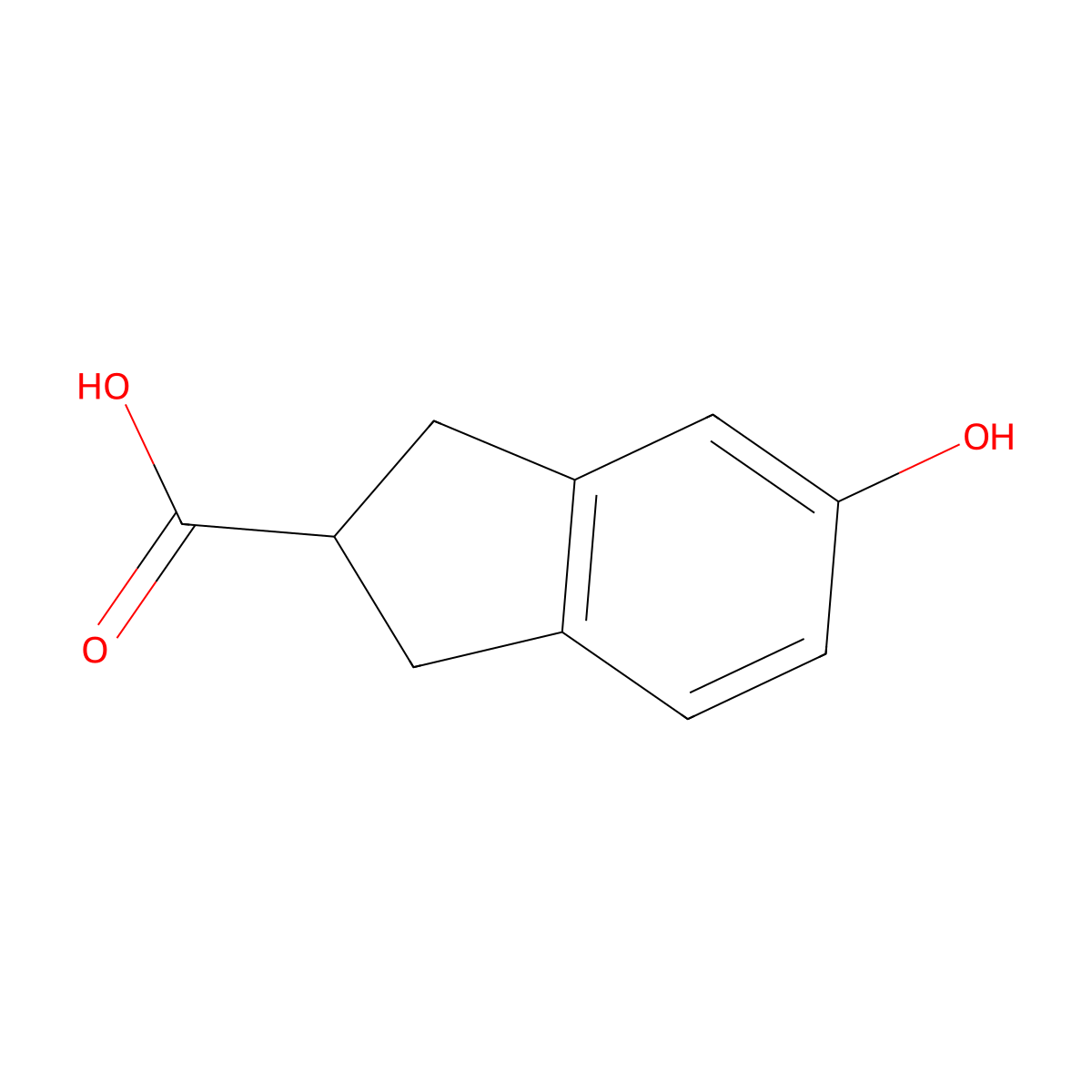 5-hydroxy-2,3-dihydro-1H-indene-2-carboxylic acid molecular structure, CAS 136191-08-7