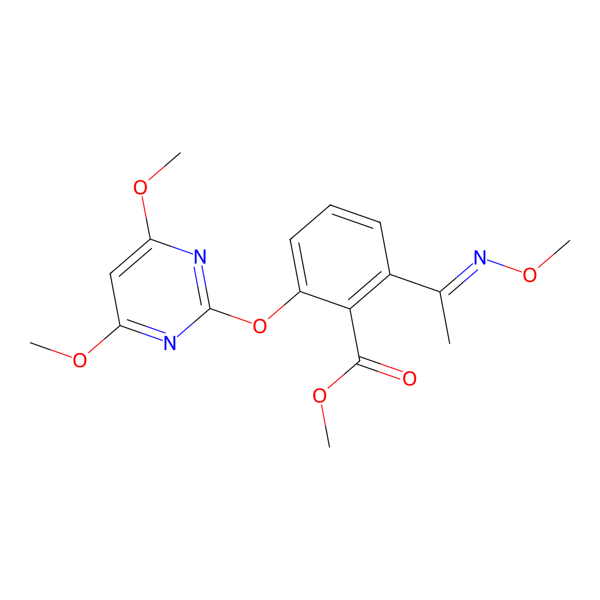methyl 2-(4,6-dimethoxypyrimidin-2-yl)oxy-6-(N-methoxy-C-methylcarbonimidoyl)benzoate molecular structure, CAS 136191-64-5