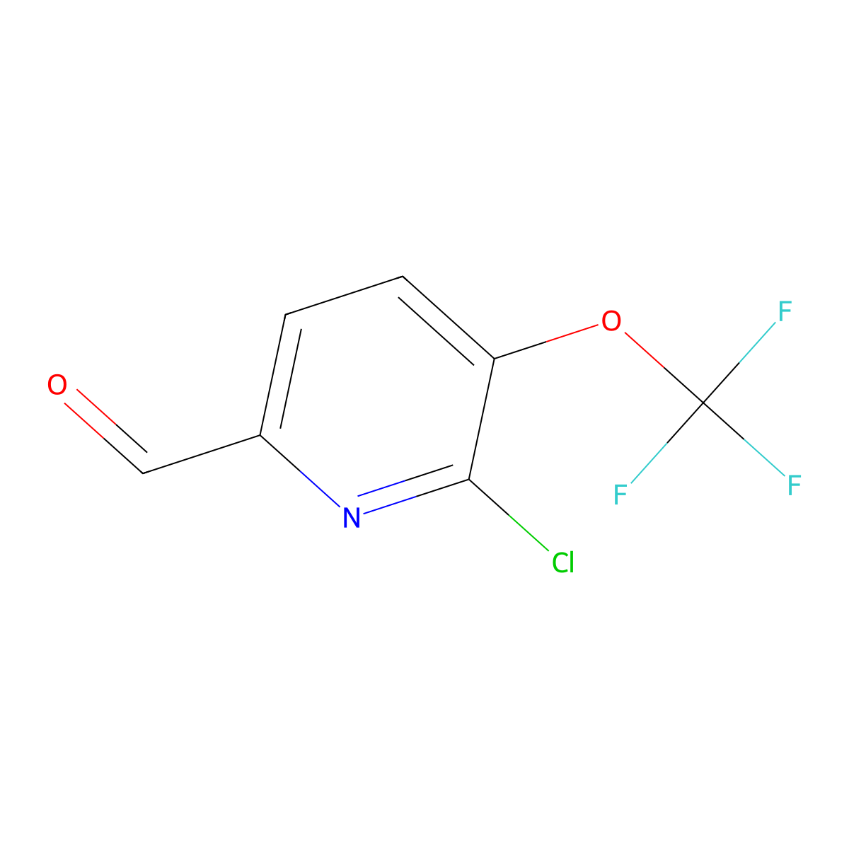 6-Chloro-5-(trifluoromethoxy)picolinaldehyde molecular structure, CAS 1361917-45-4