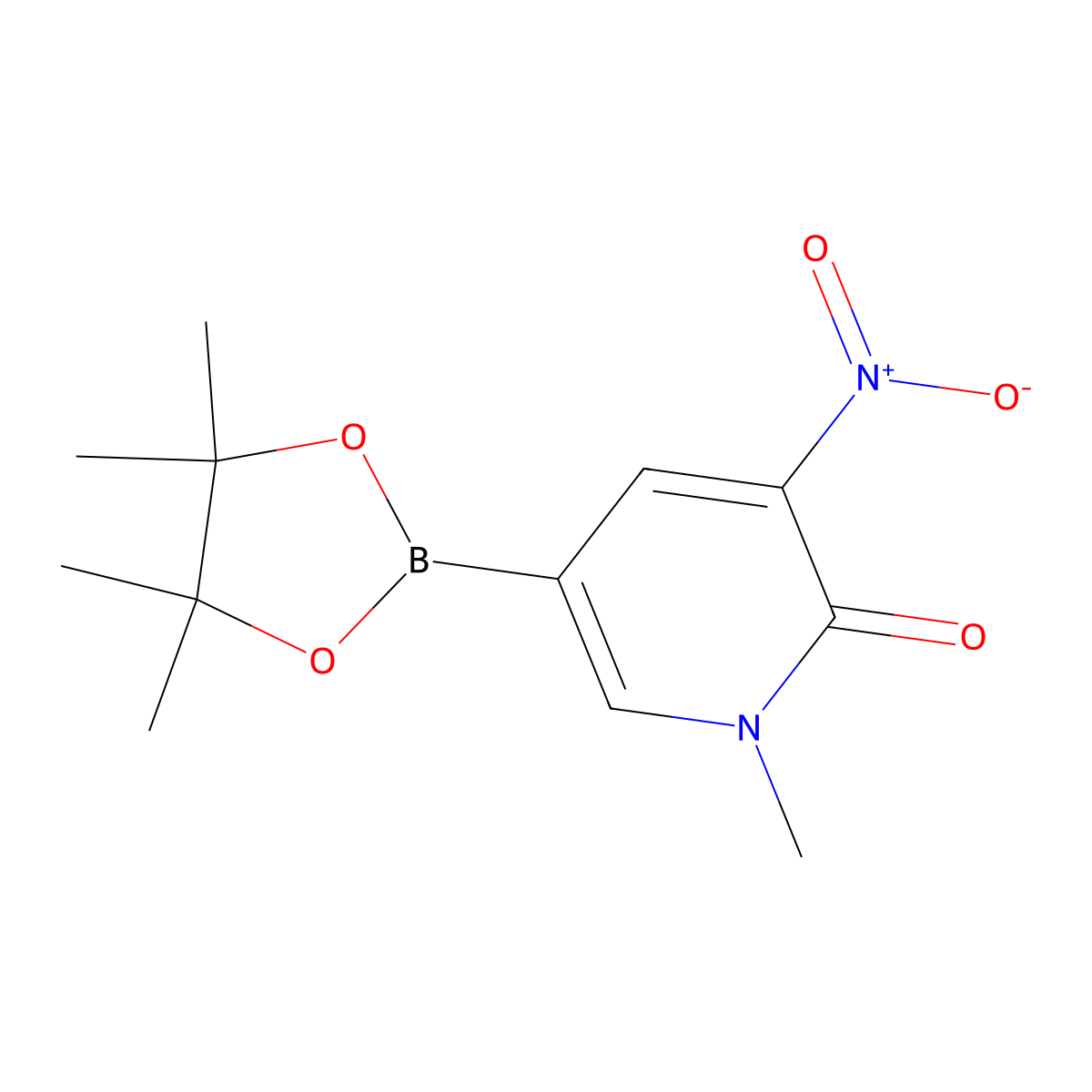 1-Methyl-3-nitro-5-(4,4,5,5-tetramethyl-1,3,2-dioxaborolan-2-yl)pyridin-2(1H)-one molecular structure, CAS 1361941-27-6