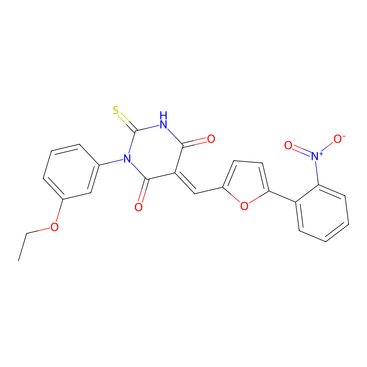 1-(3-Ethoxyphenyl)-5-[[5-(2-nitrophenyl)furan-2-yl]methylidene]-2-sulfanylidene-1,3-diazinane-4,6-dione molecular structure, CAS 1361953-33-4