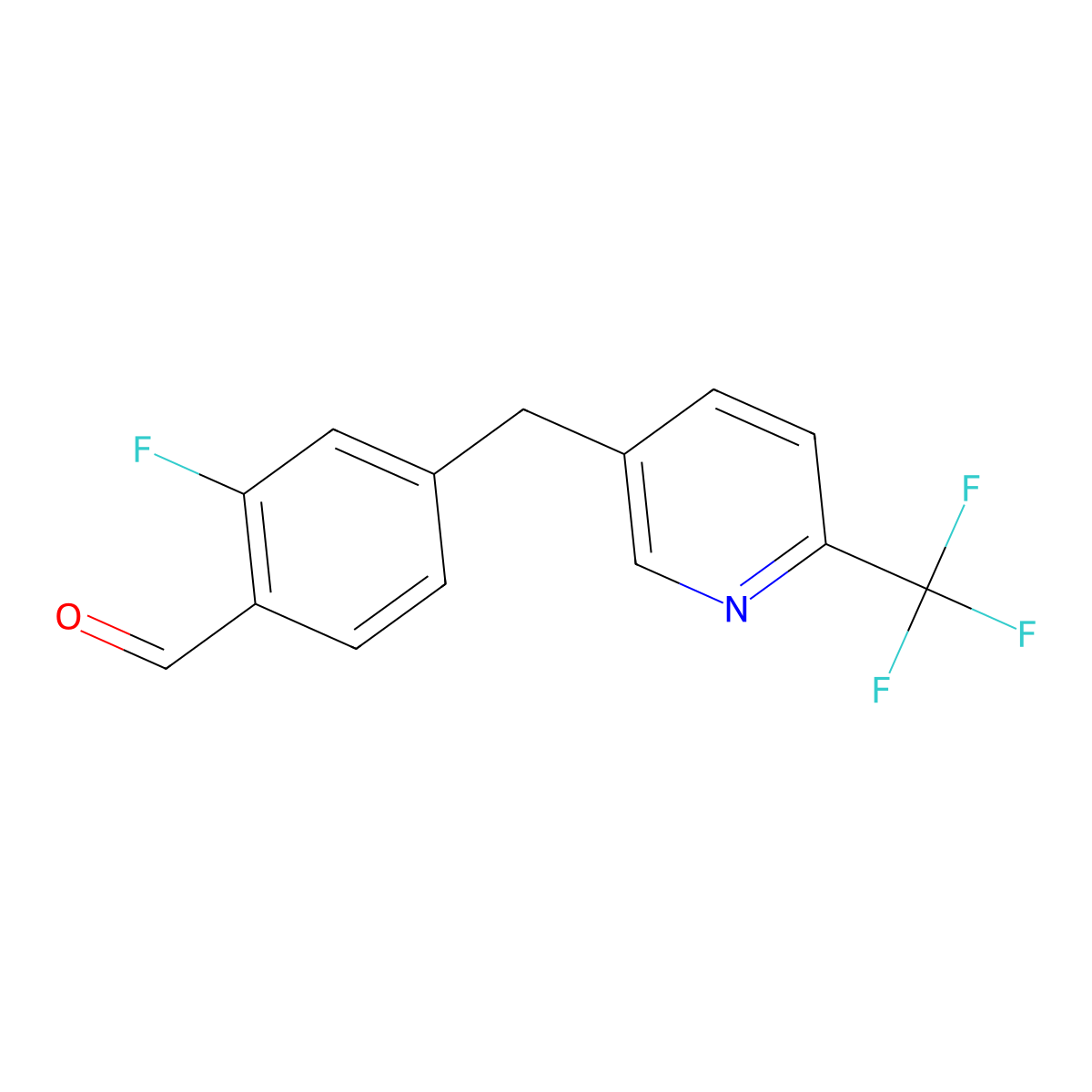 2-Fluoro-4-[[6-(trifluoromethyl)-3-pyridinyl]methyl]benzaldehyde molecular structure, CAS 1361968-41-3