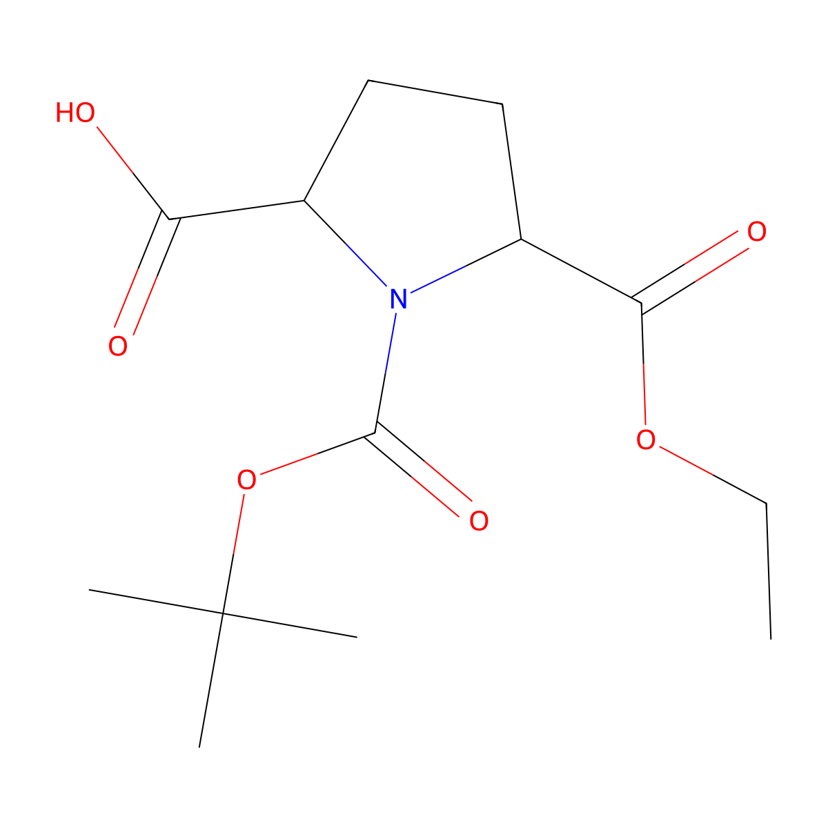 rac-(2R,5R)-1-[(tert-butoxy)carbonyl]-5-(ethoxycarbonyl)pyrrolidine-2-carboxylic acid molecular structure, CAS 136201-47-3
