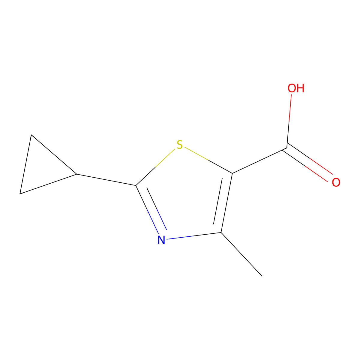 2-Cyclopropyl-4-methyl-1,3-thiazole-5-carboxylic acid molecular structure, CAS 136204-42-7