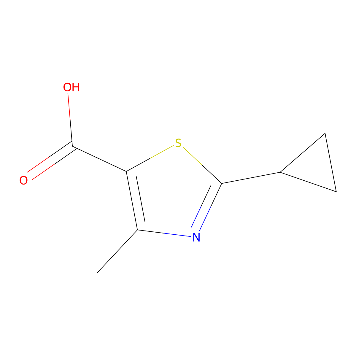 2-Cyclopropyl-4-methyl-1,3-thiazole-5-carboxylic acid molecular structure, CAS 136204-42-7