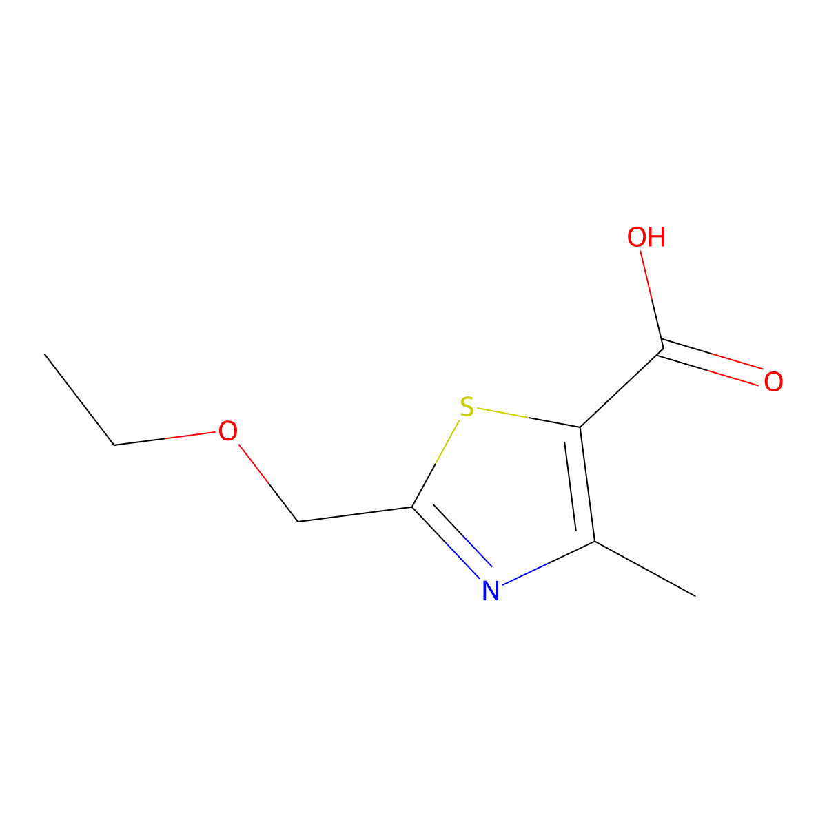 2-(Ethoxymethyl)-4-methyl-1,3-thiazole-5-carboxylic acid molecular structure, CAS 136204-53-0