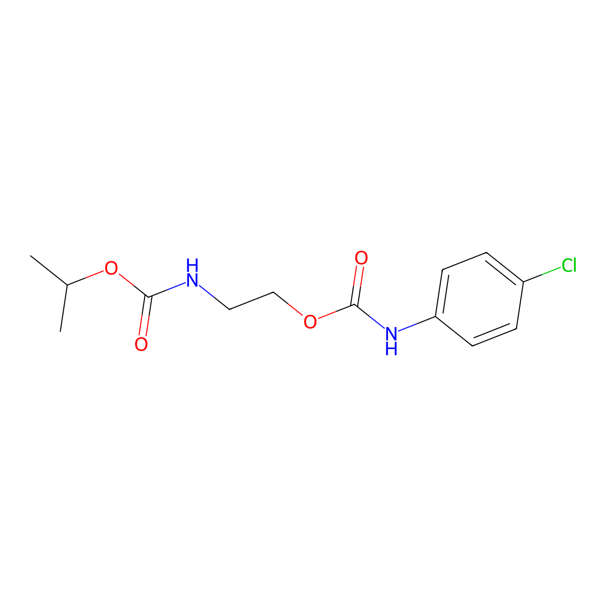 2-(propan-2-yloxycarbonylamino)ethyl N-(4-chlorophenyl)carbamate molecular structure, CAS 136204-68-7