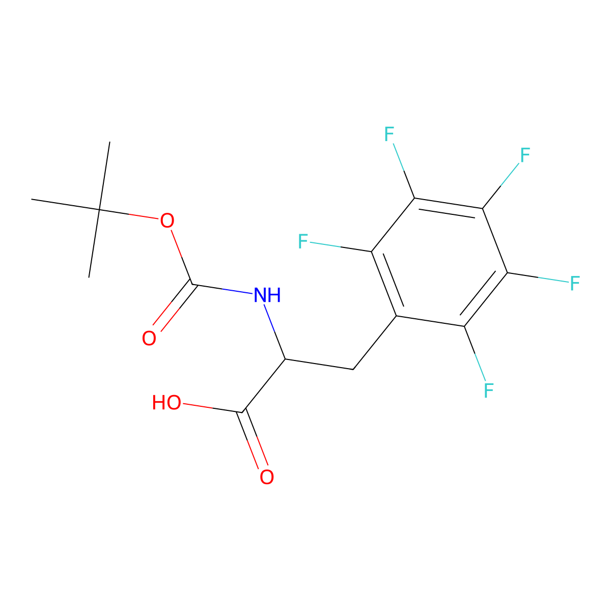 (R)-2-((tert-Butoxycarbonyl)amino)-3-(perfluorophenyl)propanoic acid molecular structure, CAS 136207-26-6