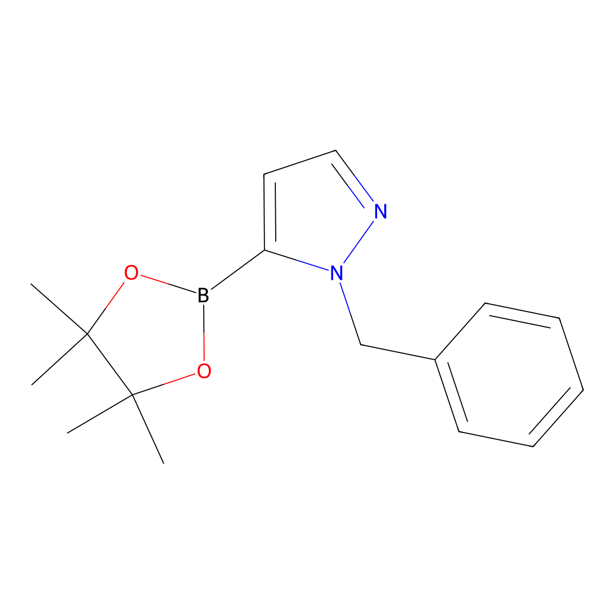 1-Benzyl-1H-pyrazole-5-boronic acid, pinacol ester molecular structure, CAS 1362243-50-2