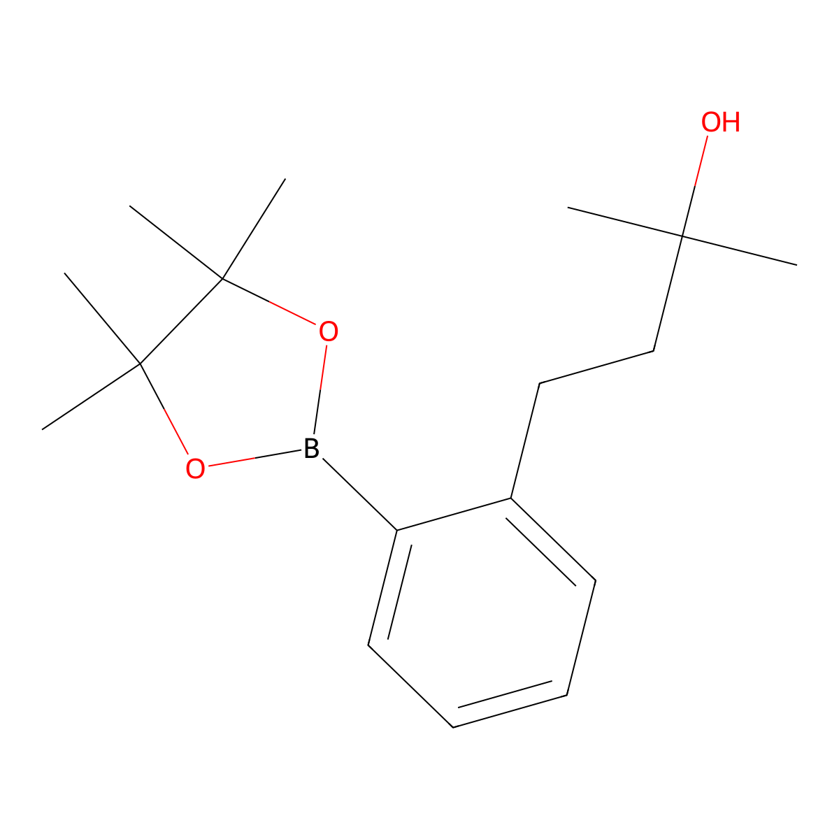 2-Methyl-4-(2-(4,4,5,5-tetramethyl-1,3,2-dioxaborolan-2-yl)phenyl)butan-2-ol molecular structure, CAS 1362243-52-4