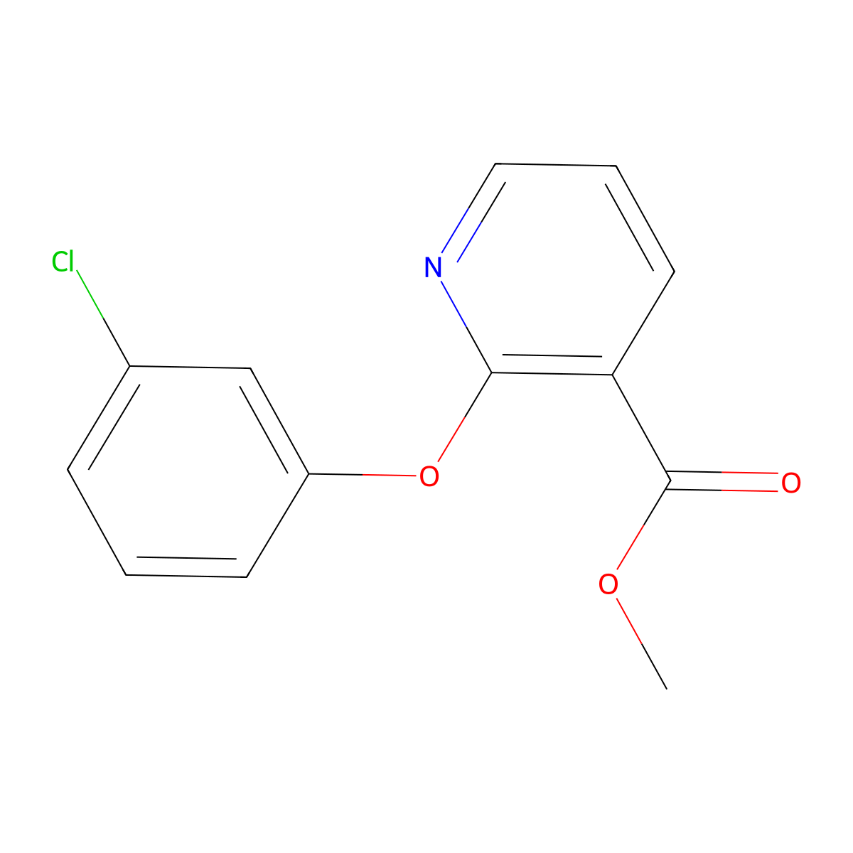 Methyl 2-(3-chlorophenoxy)pyridine-3-carboxylate molecular structure, CAS 136227-41-3