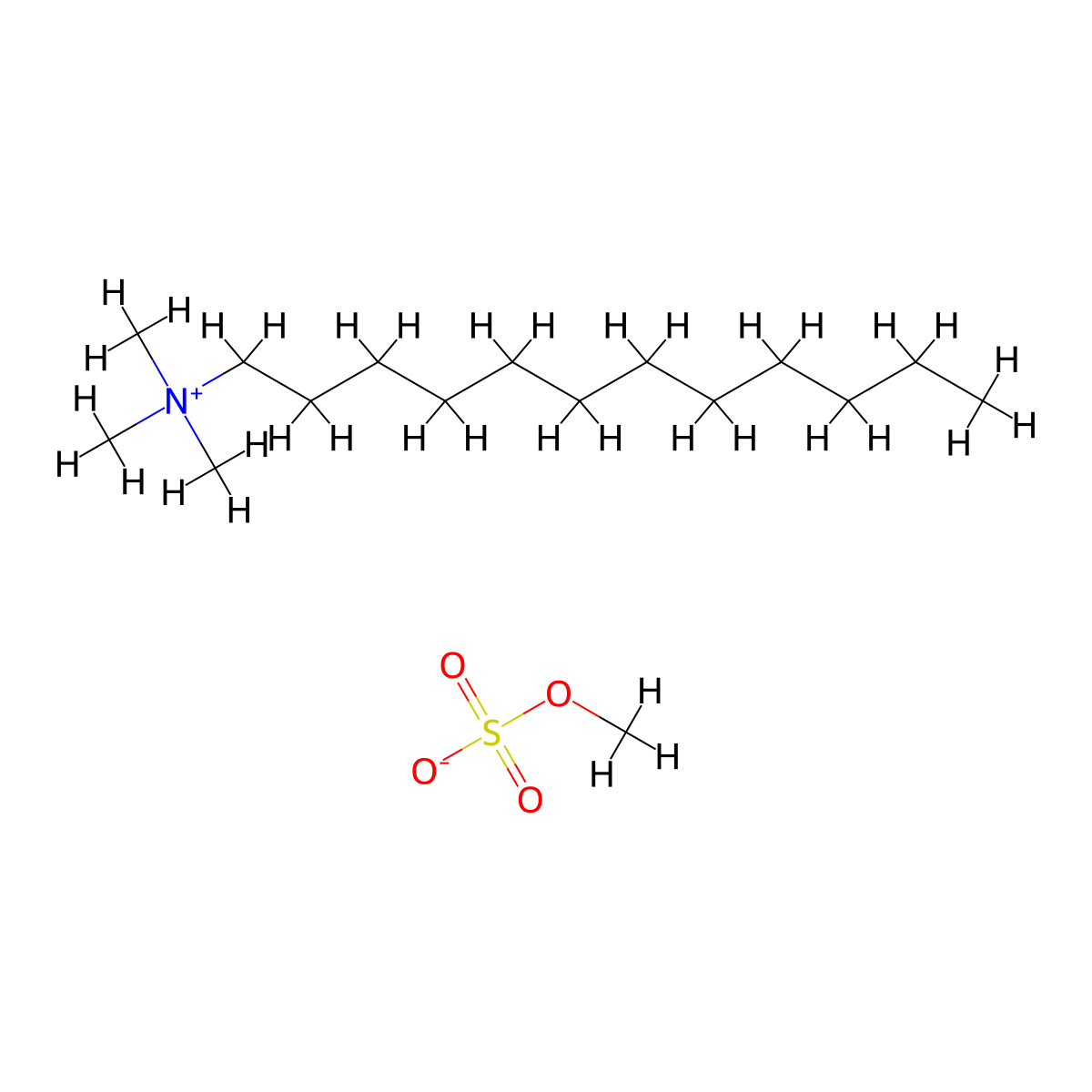 Lauryltrimethylammonium methosulfate molecular structure, CAS 13623-06-8