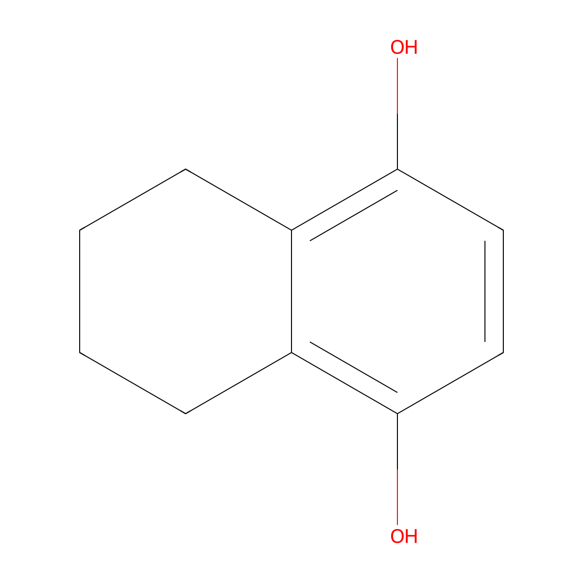 5,6,7,8-Tetrahydro-1,4-naphthalenediol molecular structure, CAS 13623-10-4