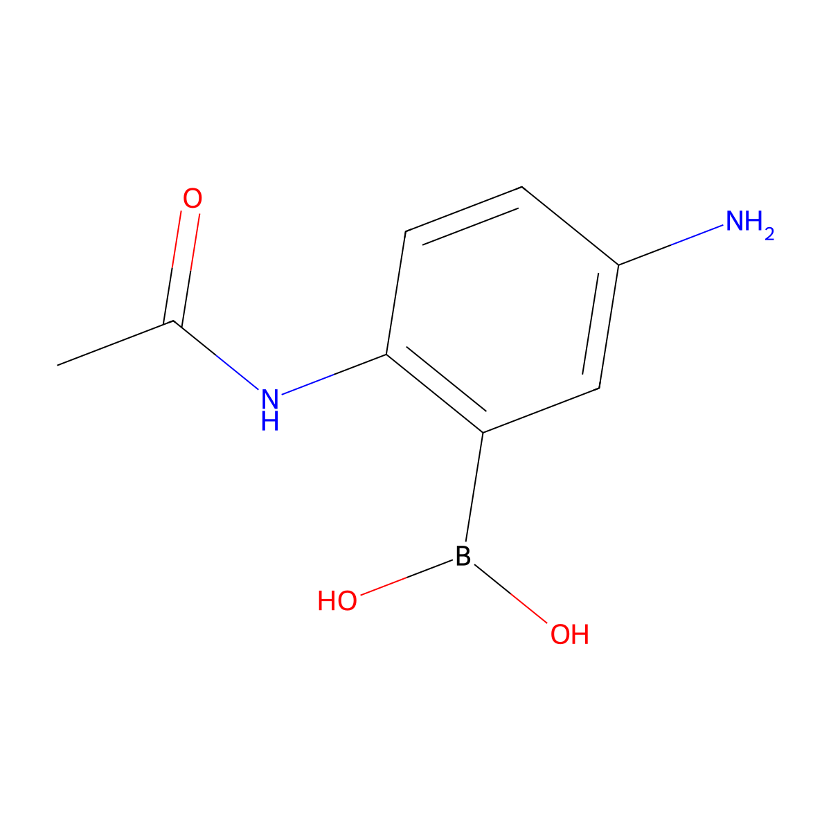 2-Acetamido-5-aminophenylboronic acid molecular structure, CAS 136237-84-8