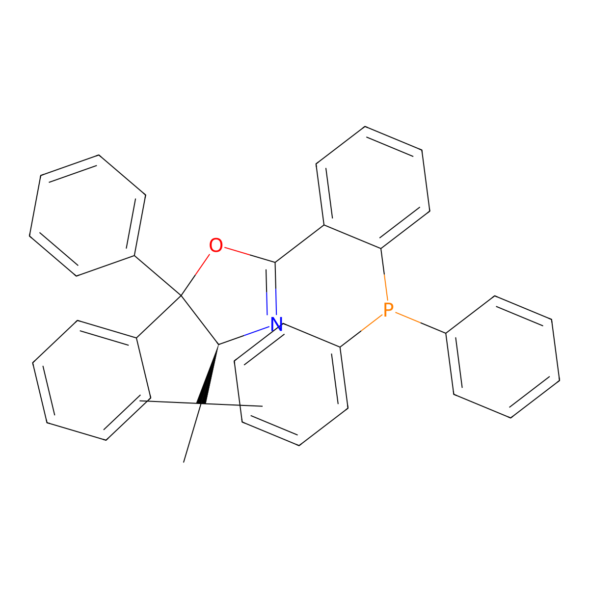 (S)-4-(tert-Butyl)-2-(2-(diphenylphosphanyl)phenyl)-5,5-diphenyl-4,5-dihydrooxazole molecular structure, CAS 1362386-02-4