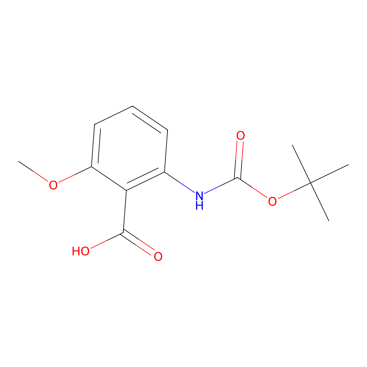 2-((Tert-butoxycarbonyl)amino)-6-methoxybenzoic acid molecular structure, CAS 136247-94-4