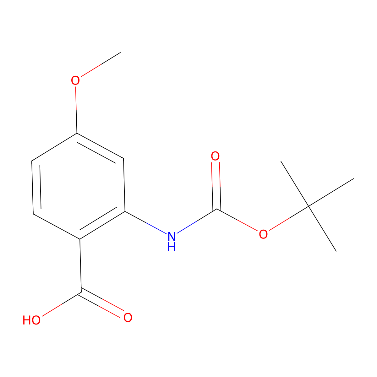4-Methoxy-2-N-boc-benzoic acid molecular structure, CAS 136247-96-6