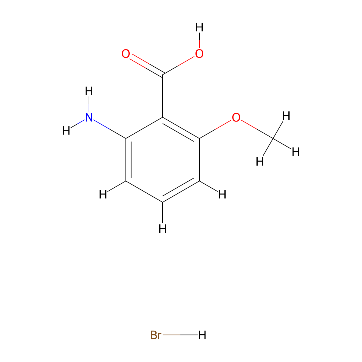 2-Amino-6-methoxybenzoic acid hydrobromide molecular structure, CAS 136247-97-7