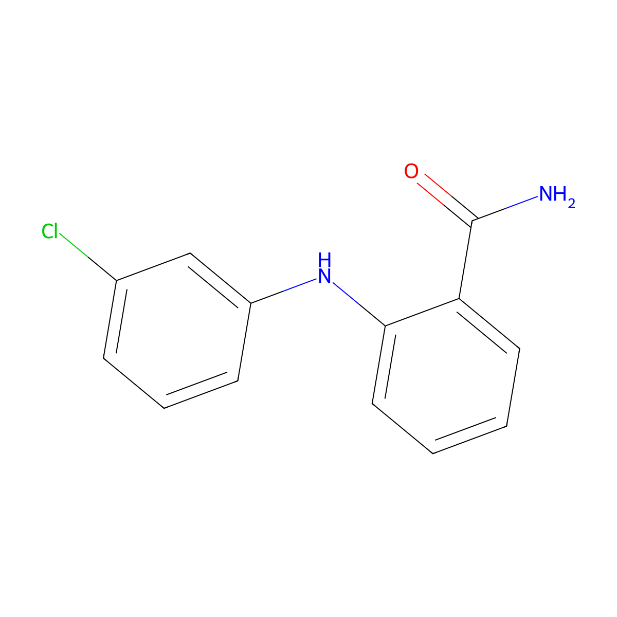 2-((3-Chlorophenyl)amino)benzamide molecular structure, CAS 13625-33-7