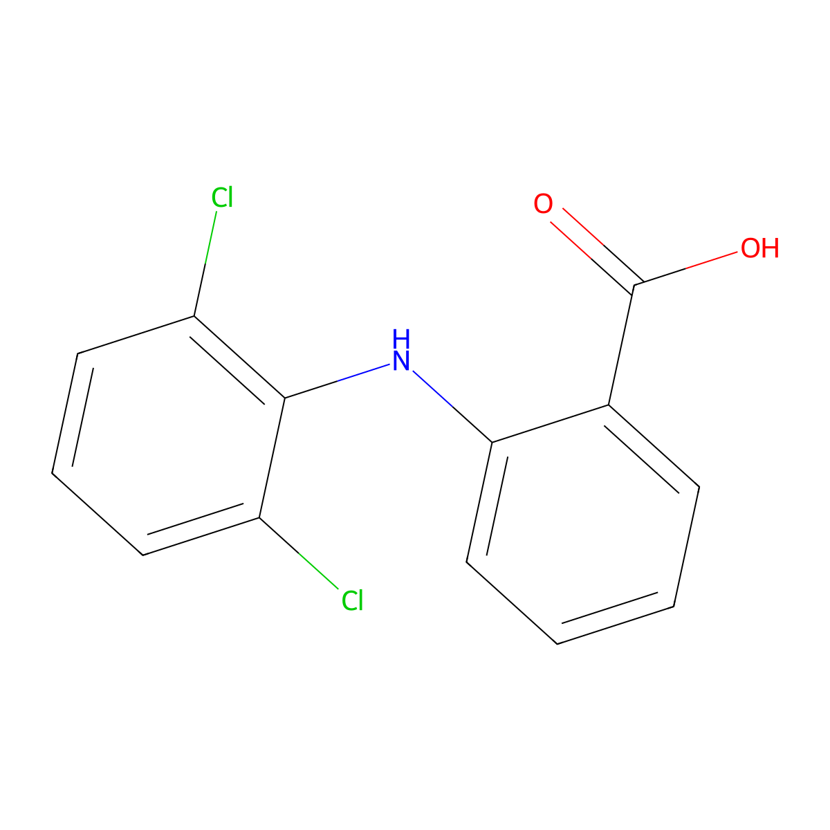 N-(2,6-Dichlorophenyl)anthranilic acid molecular structure, CAS 13625-57-5