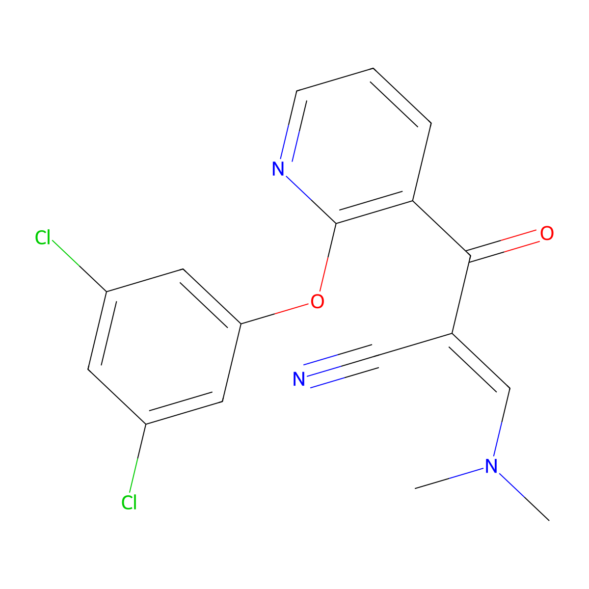 (E)-2-[2-(3,5-dichlorophenoxy)pyridine-3-carbonyl]-3-(dimethylamino)prop-2-enenitrile molecular structure, CAS 136257-60-8