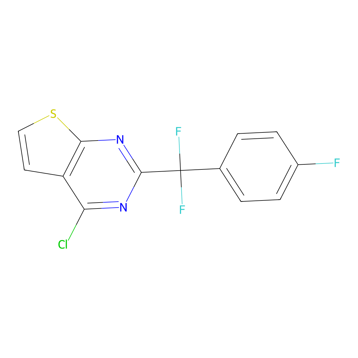 4-Chloro-2-(difluoro(4-fluorophenyl)methyl)thieno[2,3-d]pyrimidine molecular structure, CAS 1362710-33-5