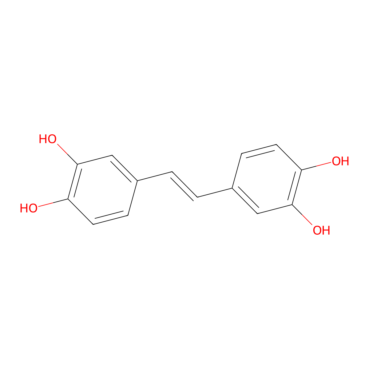 4-[(E)-2-(3,4-dihydroxyphenyl)ethenyl]benzene-1,2-diol molecular structure, CAS 136273-05-7
