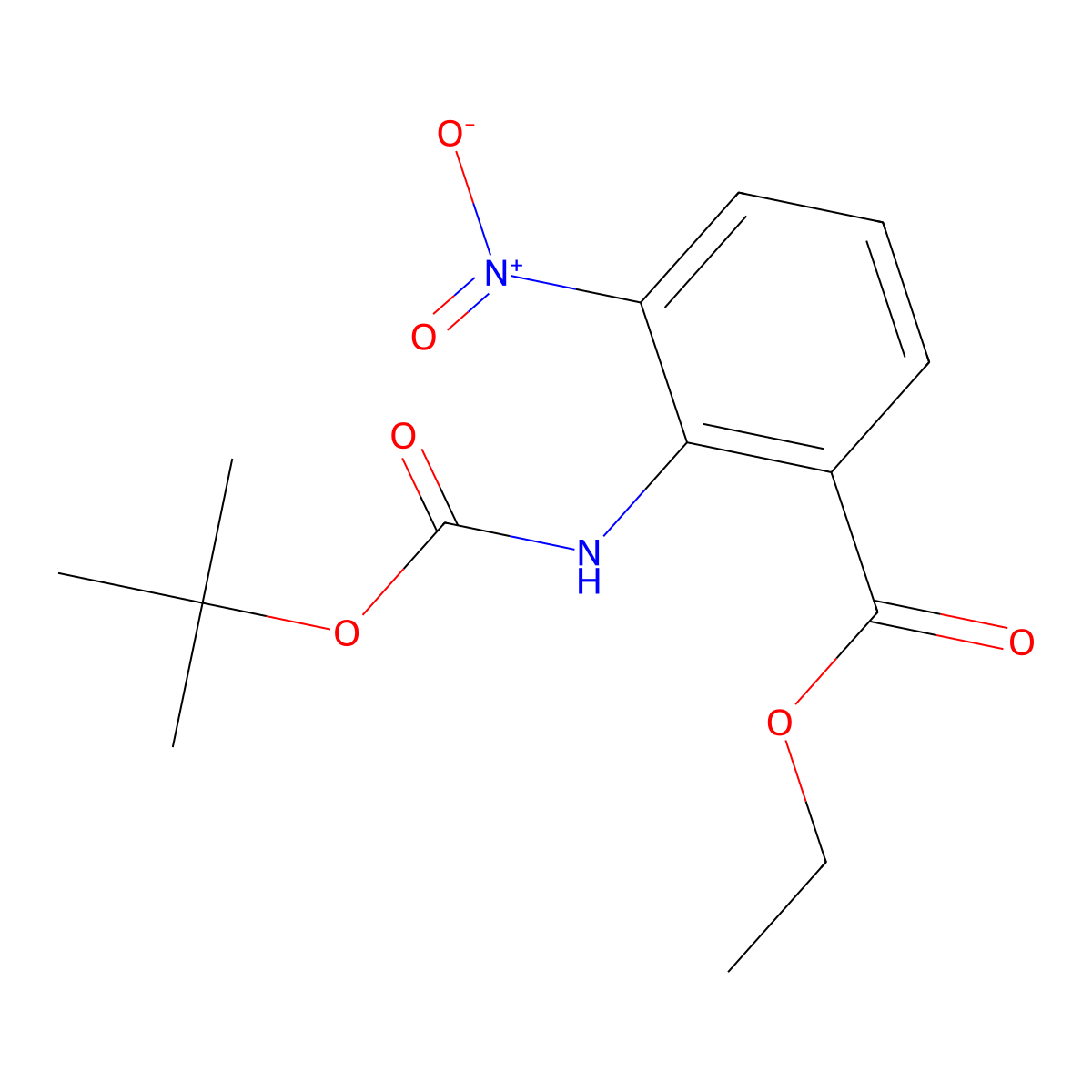 Ethyl 2-((tert-butoxycarbonyl)amino)-3-nitrobenzoate molecular structure, CAS 136285-65-9