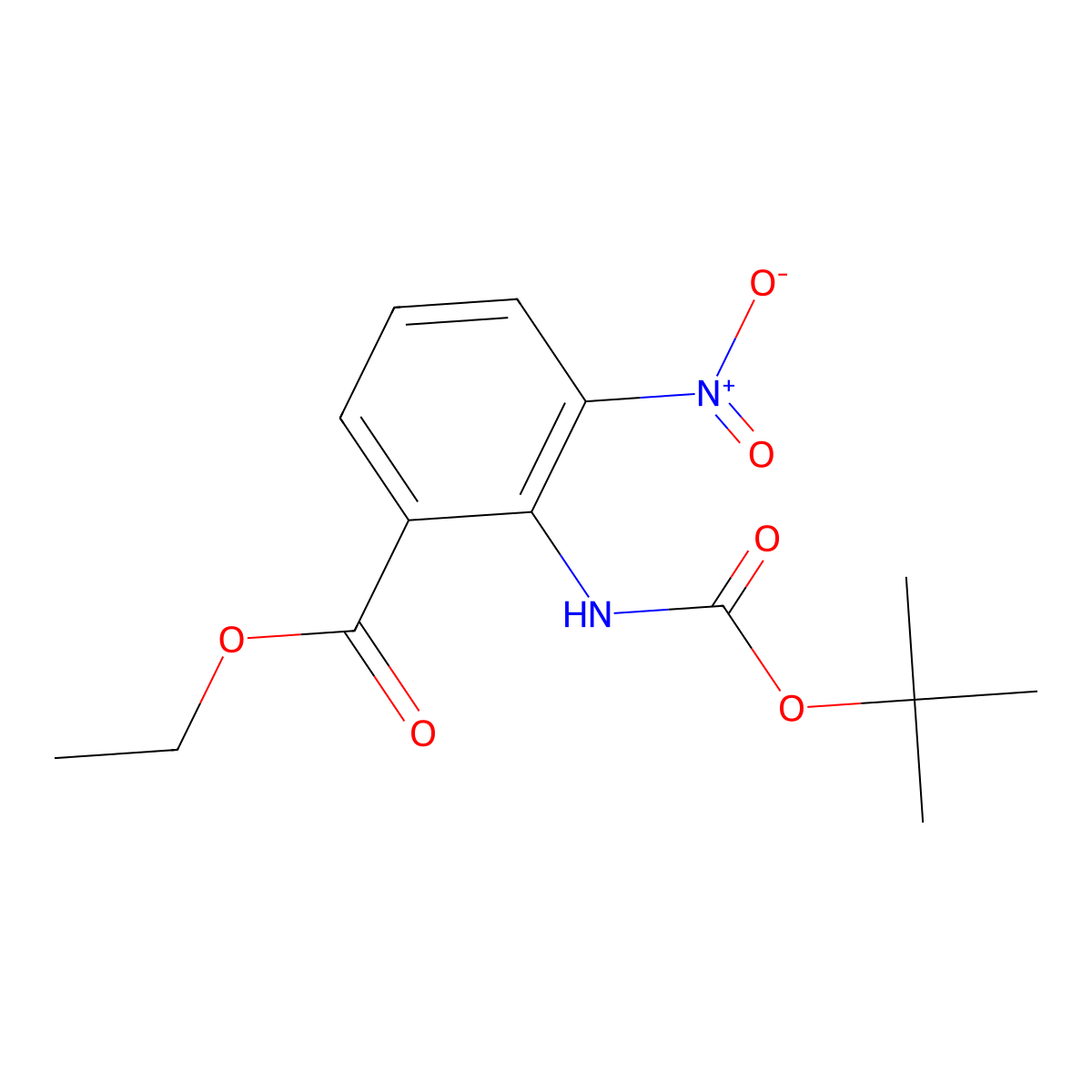 Ethyl 2-((tert-butoxycarbonyl)amino)-3-nitrobenzoate molecular structure, CAS 136285-65-9