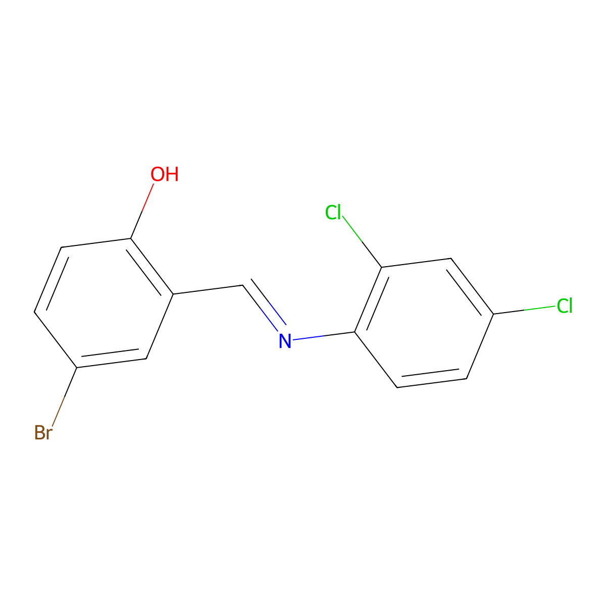 4-bromo-2-{(E)-[(2,4-dichlorophenyl)imino]methyl}phenol molecular structure, CAS 136286-89-0