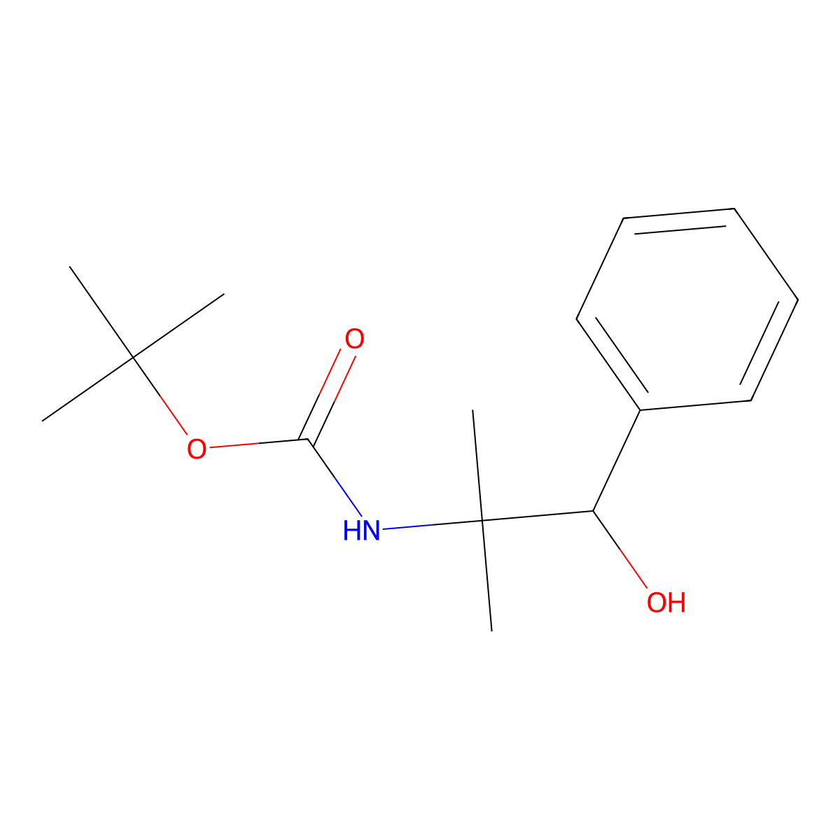 tert-butyl N-(1-hydroxy-2-methyl-1-phenylpropan-2-yl)carbamate molecular structure, CAS 136290-65-8